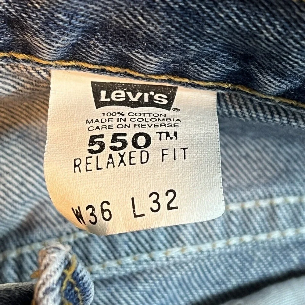 Levi's 550 Blue Jeans‎ Mens 36x31 Vintage Y2K Black Batwing Relaxed Fit Denim